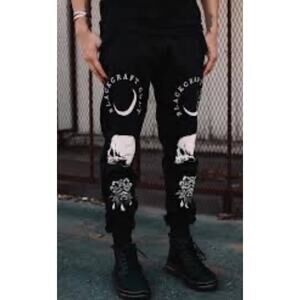 BLACKCRAFT Cult IV Moon Skull Black Sweatpants Occult Symbol Joggers Gothic XL